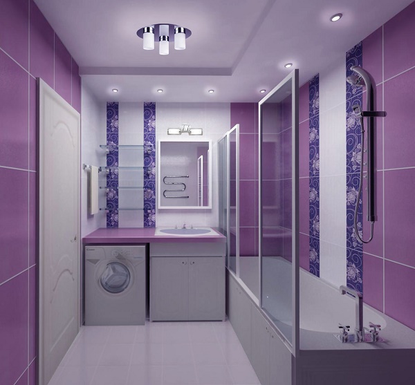 Дизайн ванной сиреневого цвета + фото